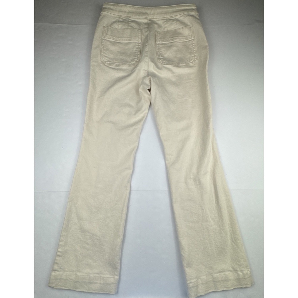 Talbots Womens Flare Jeans 6P Ivory Denim Nautical Sailor Gold Button Coastal - Picture 3 of 10
